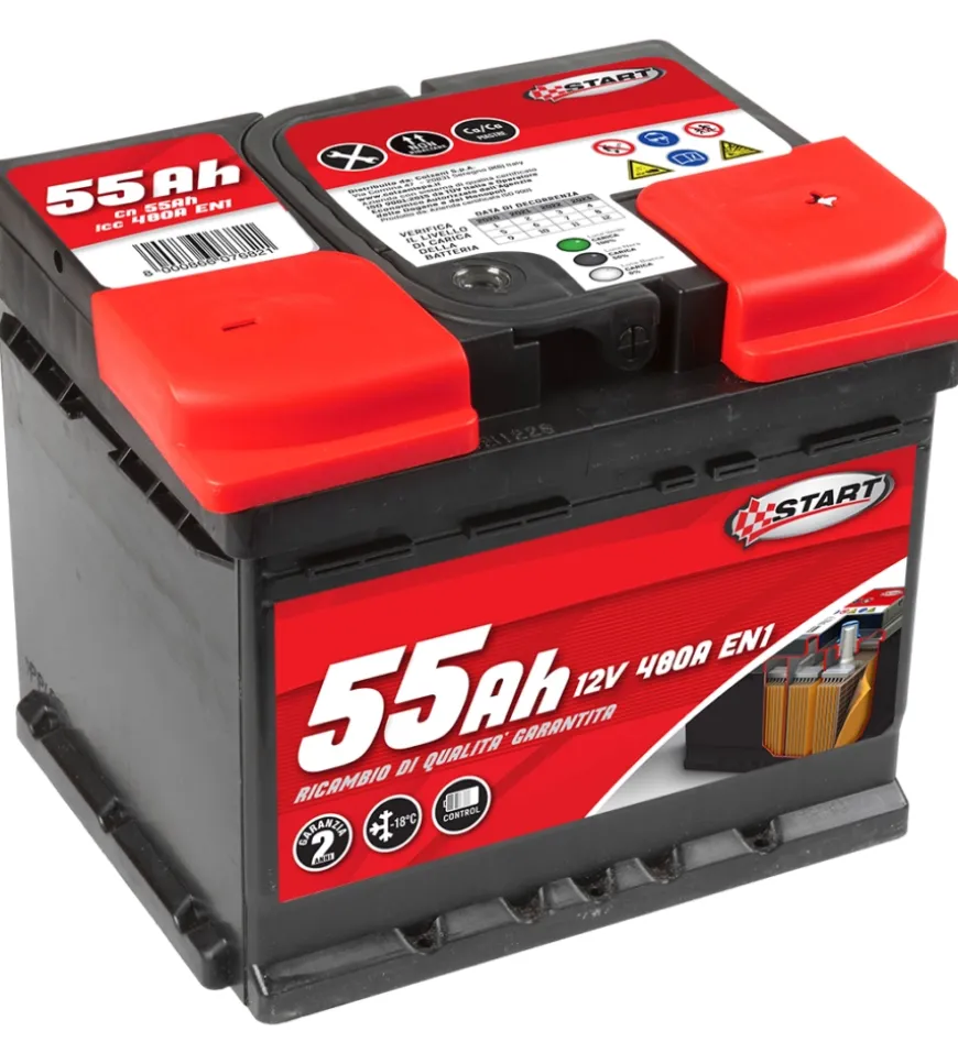 Batteria auto 55ah 12v 480a polo positivo destro cassetta l1