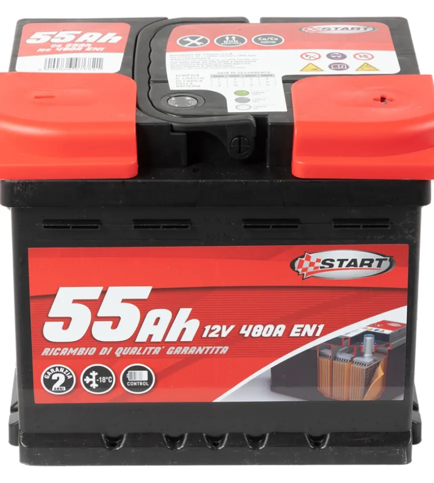Batteria auto 55ah 12v 480a polo positivo destro cassetta l1