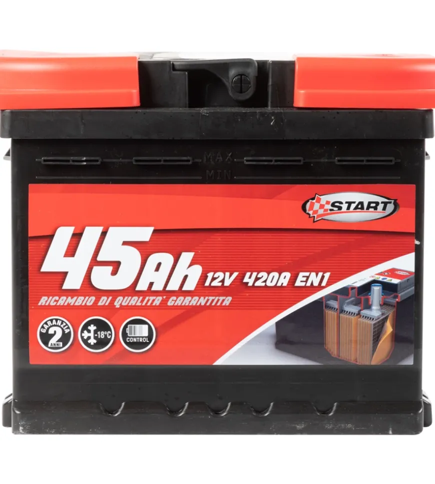 Batteria auto 45ah 12v 420a polo positivo destro cassetta l1