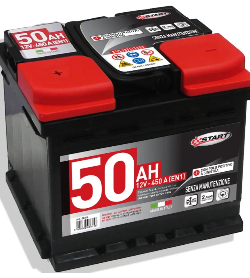 Batteria auto 50ah 12v 450a polo positivo sinistro cassetta l1b