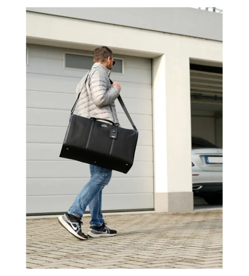 Borsone da viaggio lampa "duffle bag" in nylon con maniglie e tracolla, 60x35x30 cm - 99412