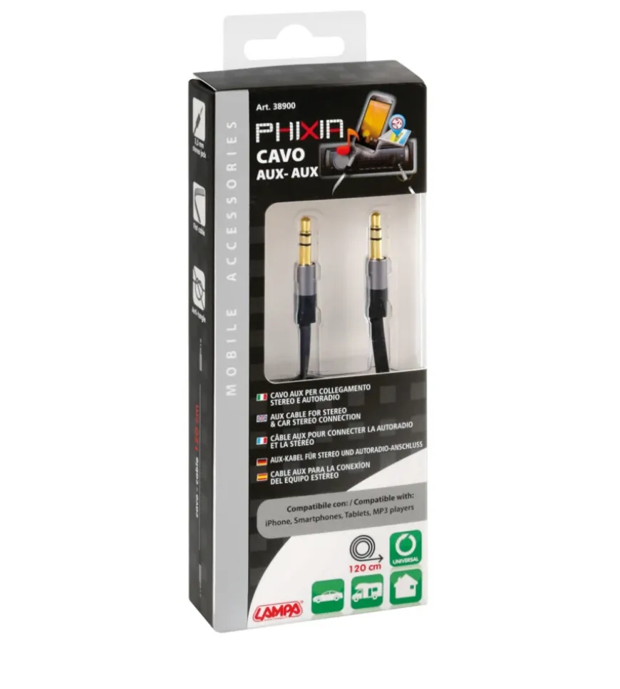 Cavo autoradio 120cm aux aux - nero 38900