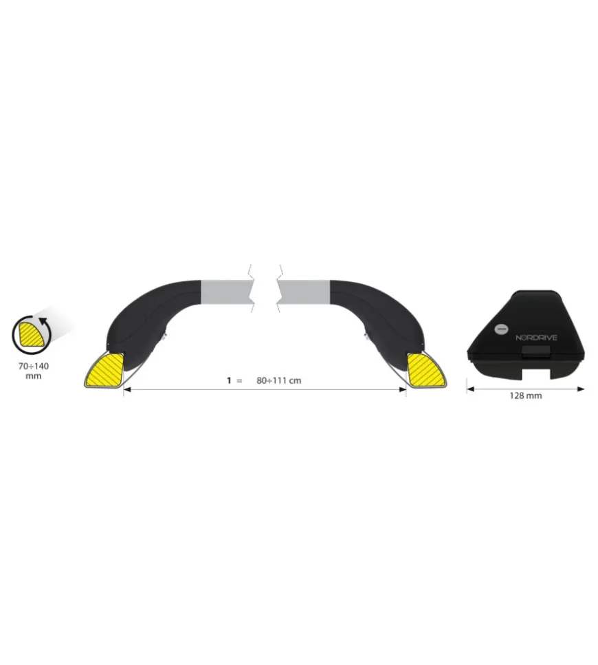 Coppia barre portatutto in alluminio yuro - s - 108 cm n15044