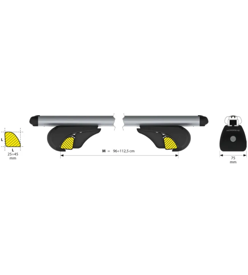 Coppia barre portatutto in alluminio rail pro - m - 120 cm n15035