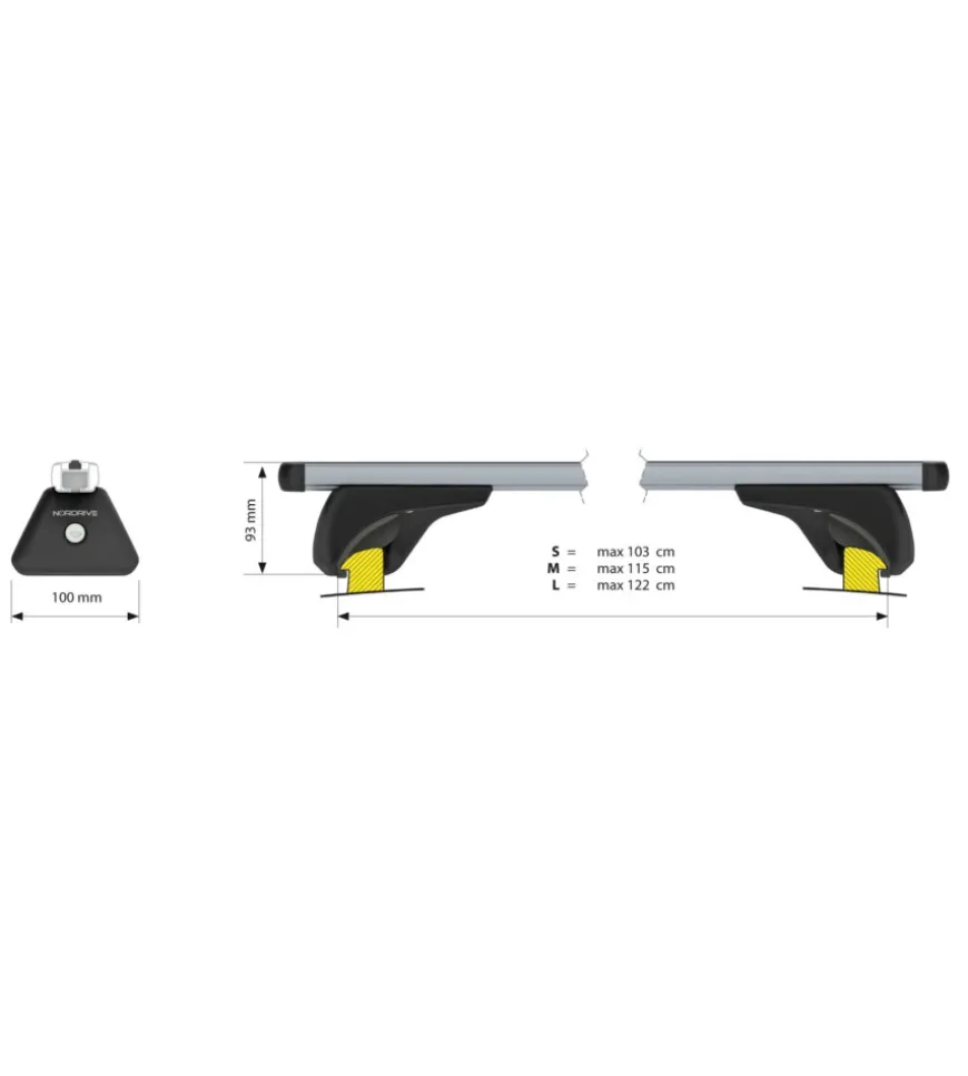 Coppia barre portatutto in alluminio nowa - s - 108 cm n15064