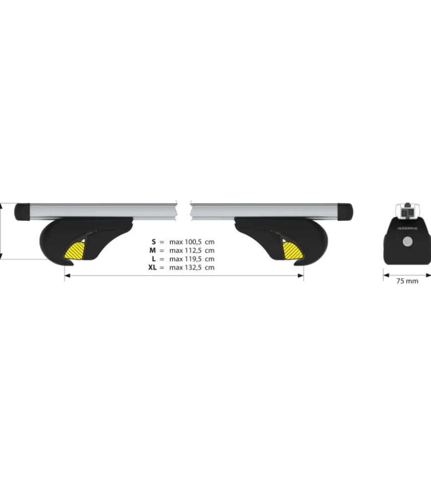Coppia barre portatutto in alluminio yuro - l - 127 cm n15046