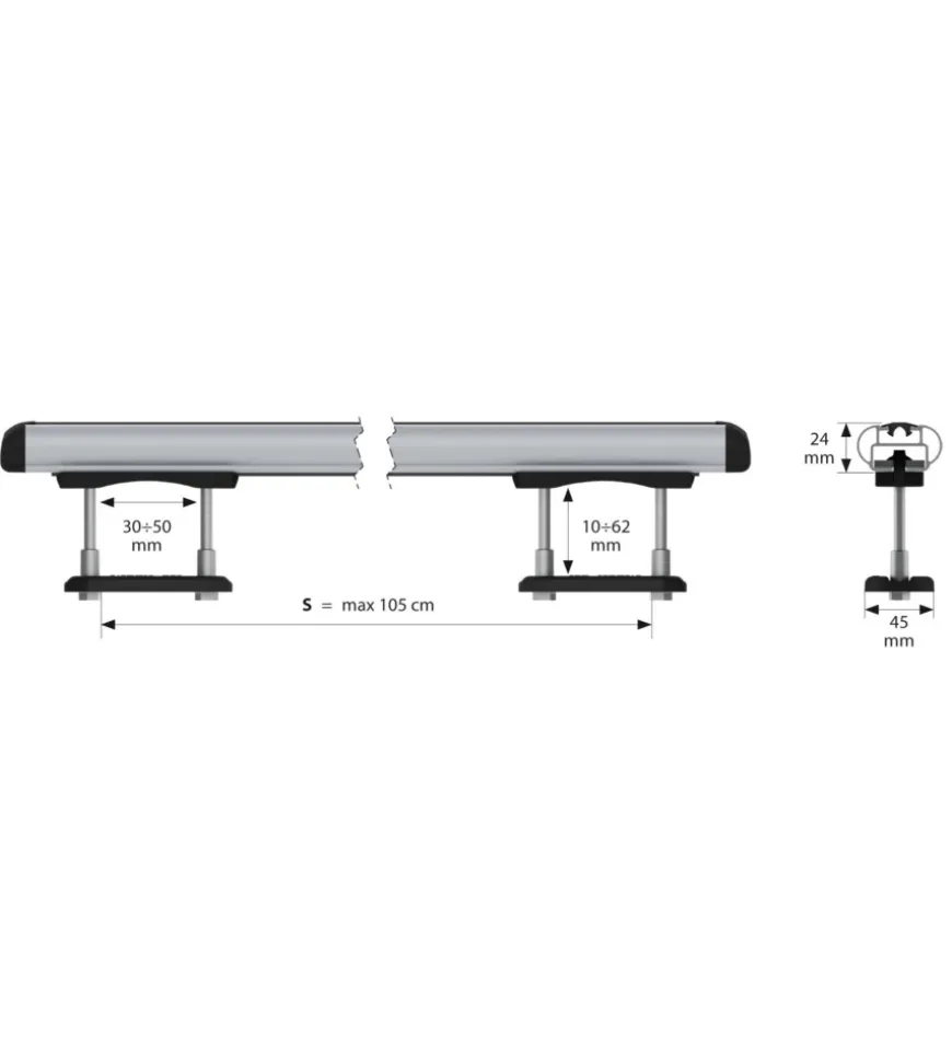 Coppia barre portatutto kuma in alluminio - s - 112 cm n15002