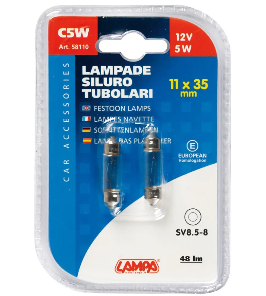 Coppia lampade siluro 5w sv 8.5 11x38 58110