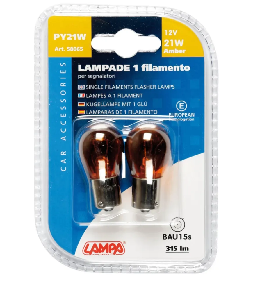 Coppia lampade 12v 15s 21w arancio 58065
