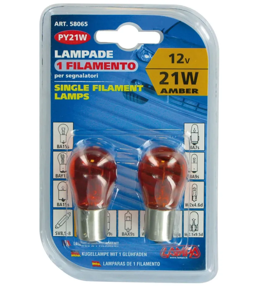 Coppia lampade 12v 15s 21w arancio 58065