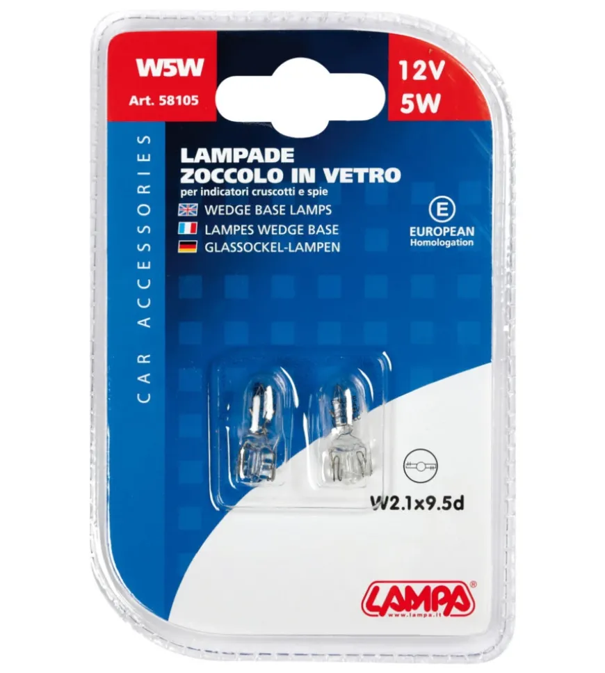 Coppia lampade zoccolo vetro 5w t10 58105