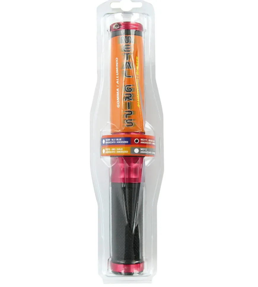 Coppia manopole moto rosse "metal" 90311
