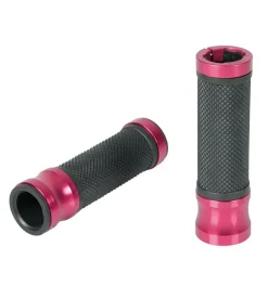 Coppia manopole moto rosse  "metal"  90311