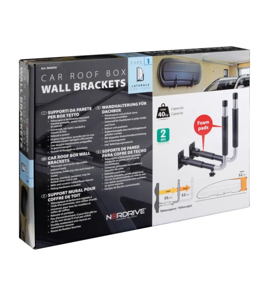 Coppia supporti da parete per box tetto tipo 1, laterale n60050 - nordrive