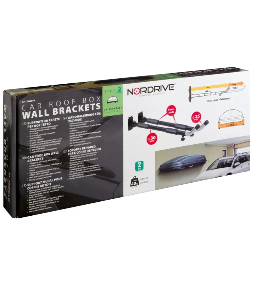 Coppia supporti da parete per box tetto tipo 2, orizzontale n60051 - nordrive