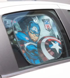 Coppia tendine auto laterali "capitan america", 44x35 cm