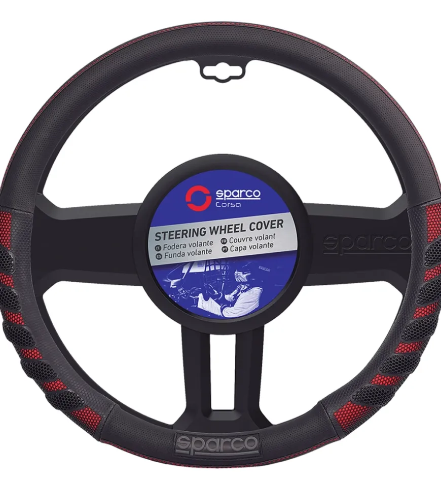 Coprivolante auto universale sparco rosso/nero anti dissolvenza - sps101