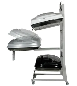 Espositore con ruote per 3 box tetto n60030