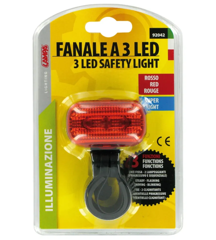 Fanale rosso posteriore 3 leds bici 92042