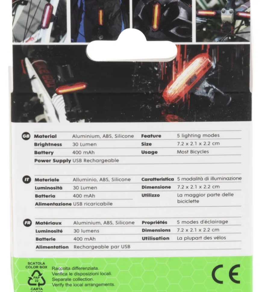 Fanalino posteriore per bicicletta sparco, 7,2x2,1x2,2 cm