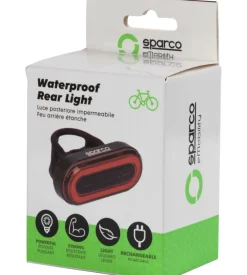 Fanalino posteriore per bicicletta sparco in alluminio e silicone, 3 modalita' di illuminazione