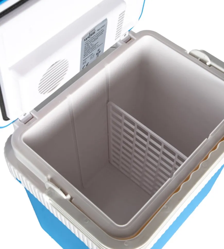 Frigo portatile elettrico da campeggio easy system blu con adattatore 24 lt