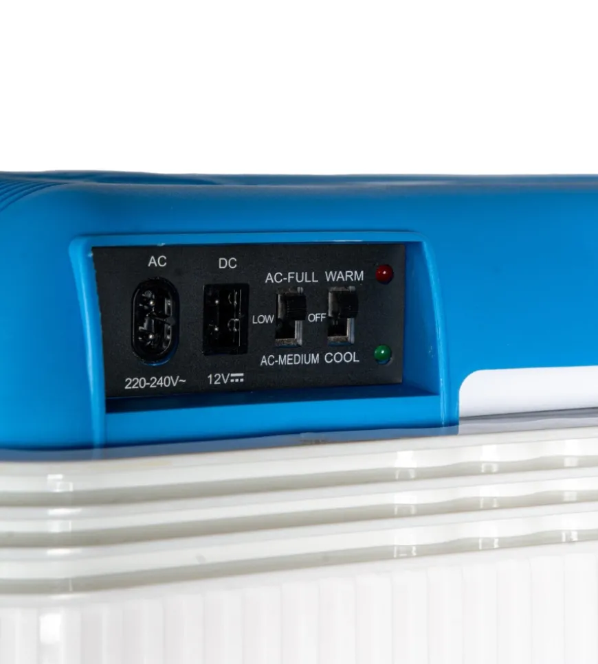 Frigo portatile elettrico da campeggio easy system blu con adattatore 24 lt