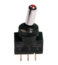 Interruttore a leva tipo racing, in alluminio con spia a led -  12/24v - rosso -  20a  45554