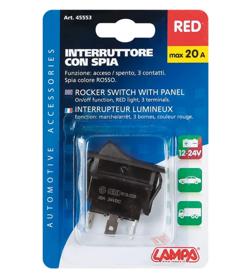 Interruttore con spia 20a-12v 45553