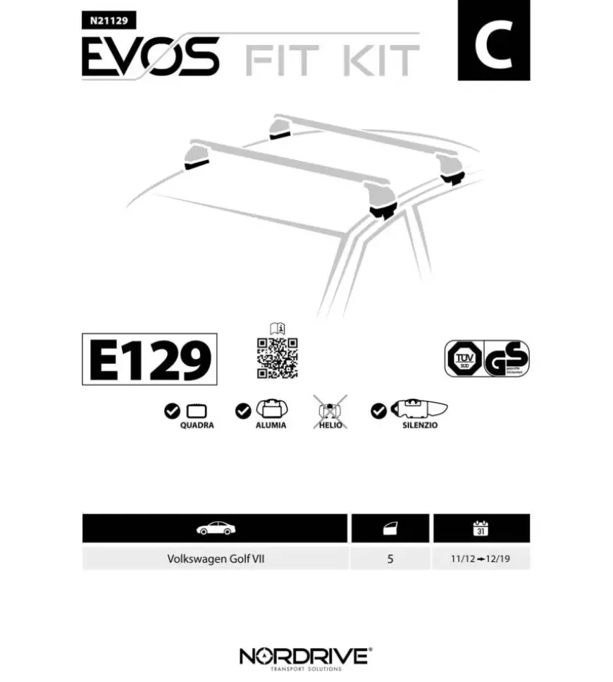 Kit attacchi per barre auto portatutto vw golf 5p vii 11/12 n21129