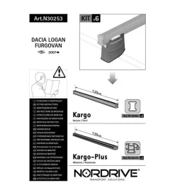 Kit attacchi per barre auto portatutto dacia logan furgovan 09> (3 barre) n30253