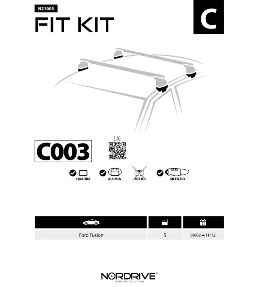 Kit attacchi per barre auto portatutto ford fusion 10/02> n21003