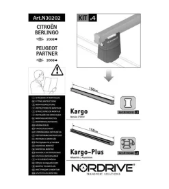 Kit attacchi per barre auto portatutto citroen berlingo peugeot partner 07> n30202