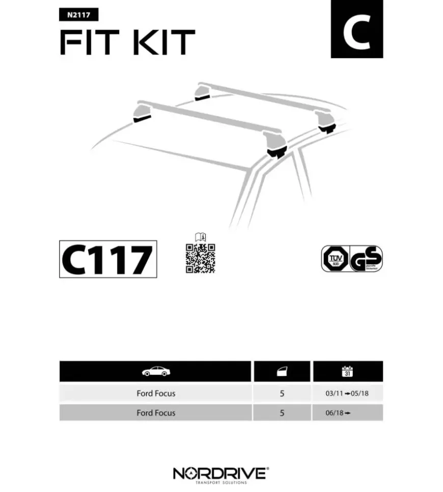 Kit attacchi per barre auto portatutto ford focus 5p 03/11> n21117
