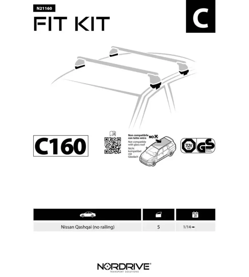 Kit attacchi per barre auto portatutto nissan qashqai (no railing) 02/14 n21160