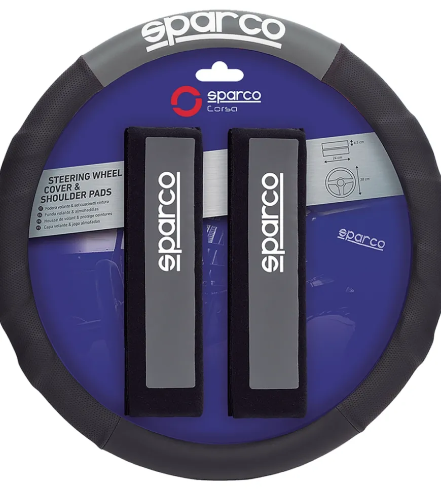 Kit auto coprivolante e passacintura sparco "spc1111k" grigio/nero
