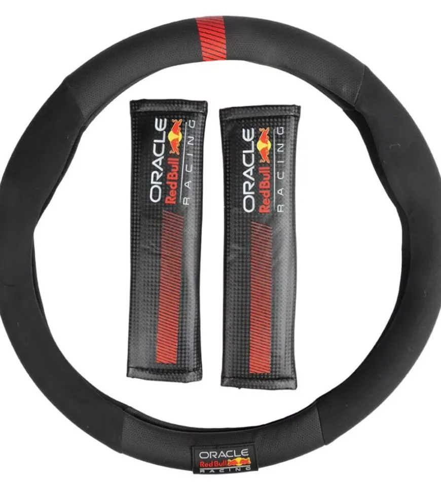 Kit coprivolante e passacintura redbull " powerbar" nero e rosso