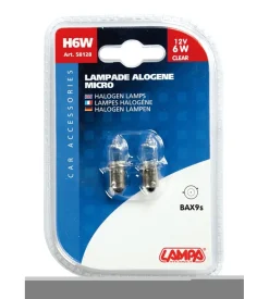 Lampada alogena micro 12v - h6w - 6w - bax9s - 2 pz - d/blister 58128