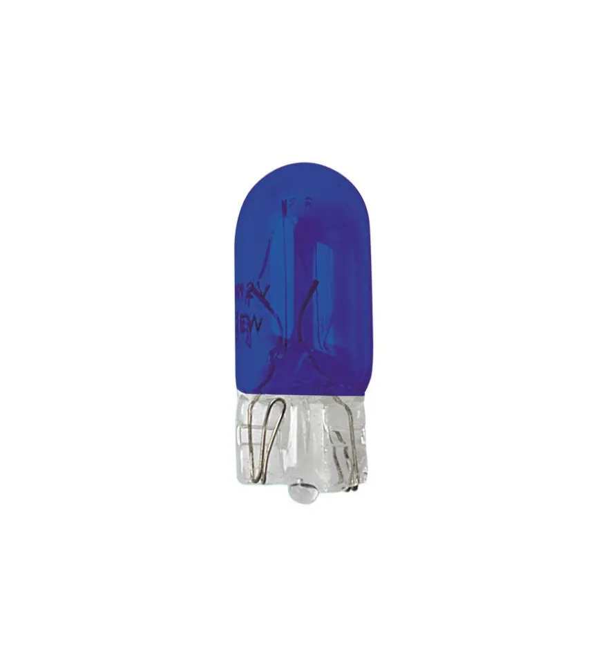 Lampada con zoccolo vetro - (w5w) - 5w - w2,1x9,5d - 2 pz - d/blister - blu 58360