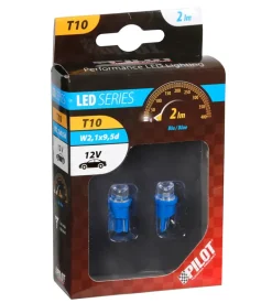 Lampada 1 led colour-led wide 12v - (t10) - w2,1x9,5d - 2 pz - scatola - blu 58145