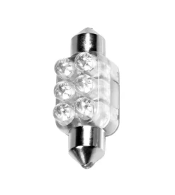 Lampada siluro 6 led 12v - 13x35 mm - sv8,5-8 - 1 pz  - d/blister - blu  58427