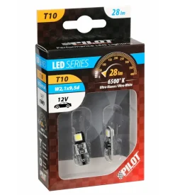 Lampada 12v hyper-led 6 - 2 smd x 3 chips - (t10) - bifocus - w2,1x9,5d - 2 pz 58461