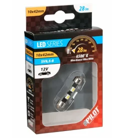 Lampada 12v hyper-led 6 - 2 smd x 3 chips - 10x42 mm - sv8,5-8 - 1 pz 58449