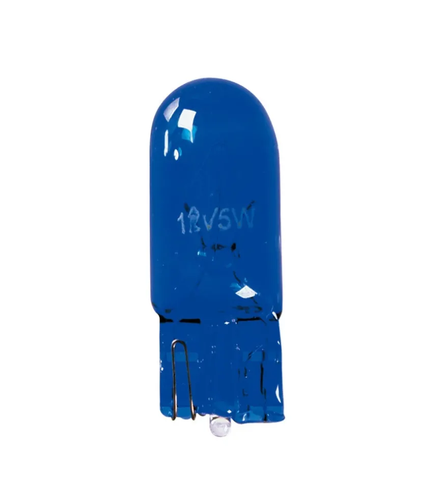 Lampada zoccolo blue dyed glass 12v - (w5w) - 5w - w2,1x9,5d - 2 pz - d/blister 58359