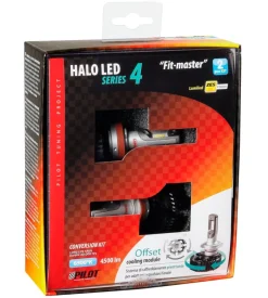 Lampade led per auto 9-32v halo led serie 4 fit-master - (h8-h9-h11-h16) - 25w - pgj19-x - 2 pz - scatola 57800
