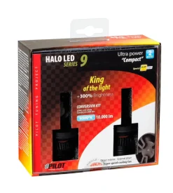 Lampade led per auto 9-32v halo led serie 9 ultra power compact - (h4) - 45w - p43t - 2 pz - scatola 57763