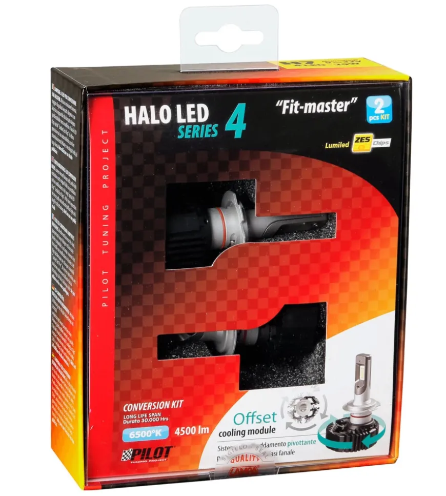 Lampade led per auto 9-32v halo led serie 4 fit-master - (h7) - 25w - px26d - 2 pz - scatola 57799