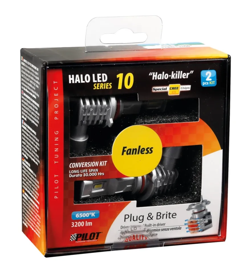 Lampade led per auto 9-32v halo led serie 10 halo killer - (h10-hb3 9005) - 20w - p20d - 2 pz - scatola 57733