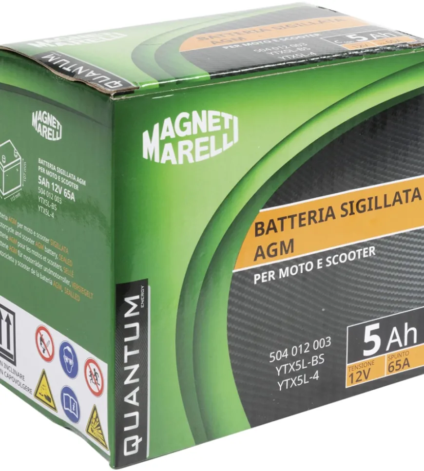 Magneti marelli batteria moto e scooter tecnologia 5ah 12v 65a agm sigillata polo positivo destro