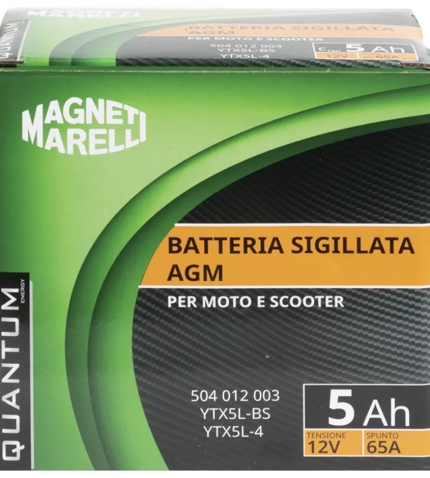 Magneti marelli batteria moto e scooter tecnologia 5ah 12v 65a agm sigillata polo positivo destro